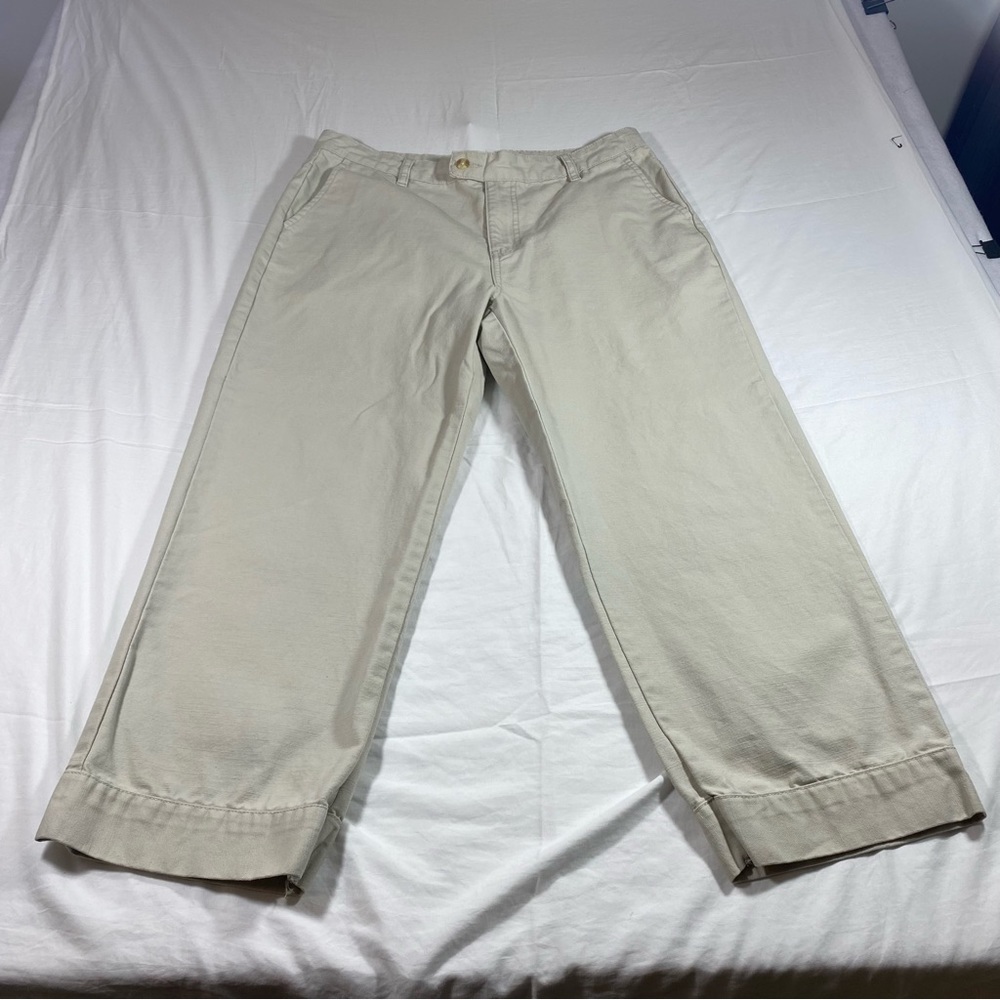 Tommy Hilfiger Wide Leg Jeans Cotton Canvas Cream Sz 12 Woman’s High Ris…